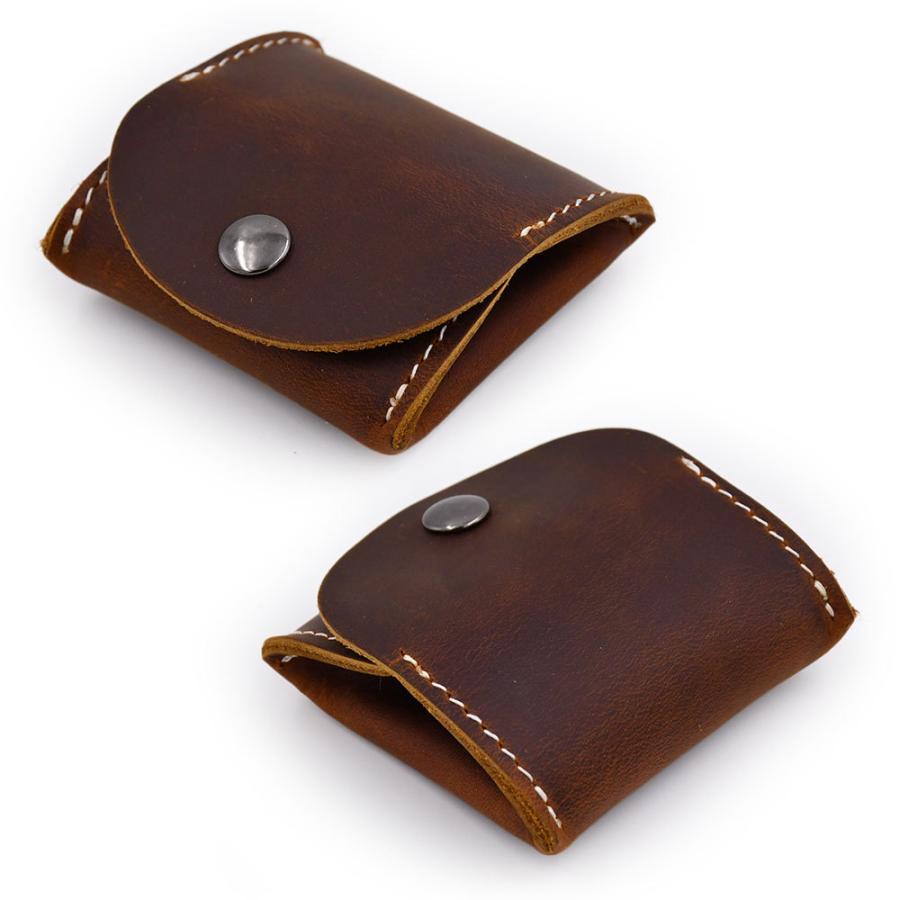 レザー製ダークブラウンケース財布やタバコ入れ レザー コインケース 小銭収納 革 本皮 ライトブラウン ダーク