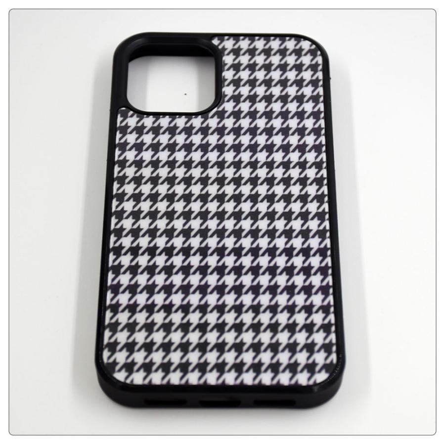 在庫限り 千鳥格子 iphone ケース モノクロ チェック柄 白黒 ホワイト