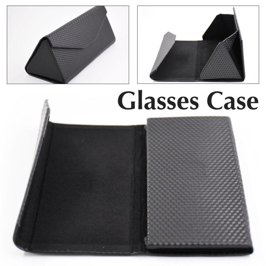 カーボン柄 メガネケース 折りたたみ可能 ブラック 黒 薄型 眼鏡入れ
