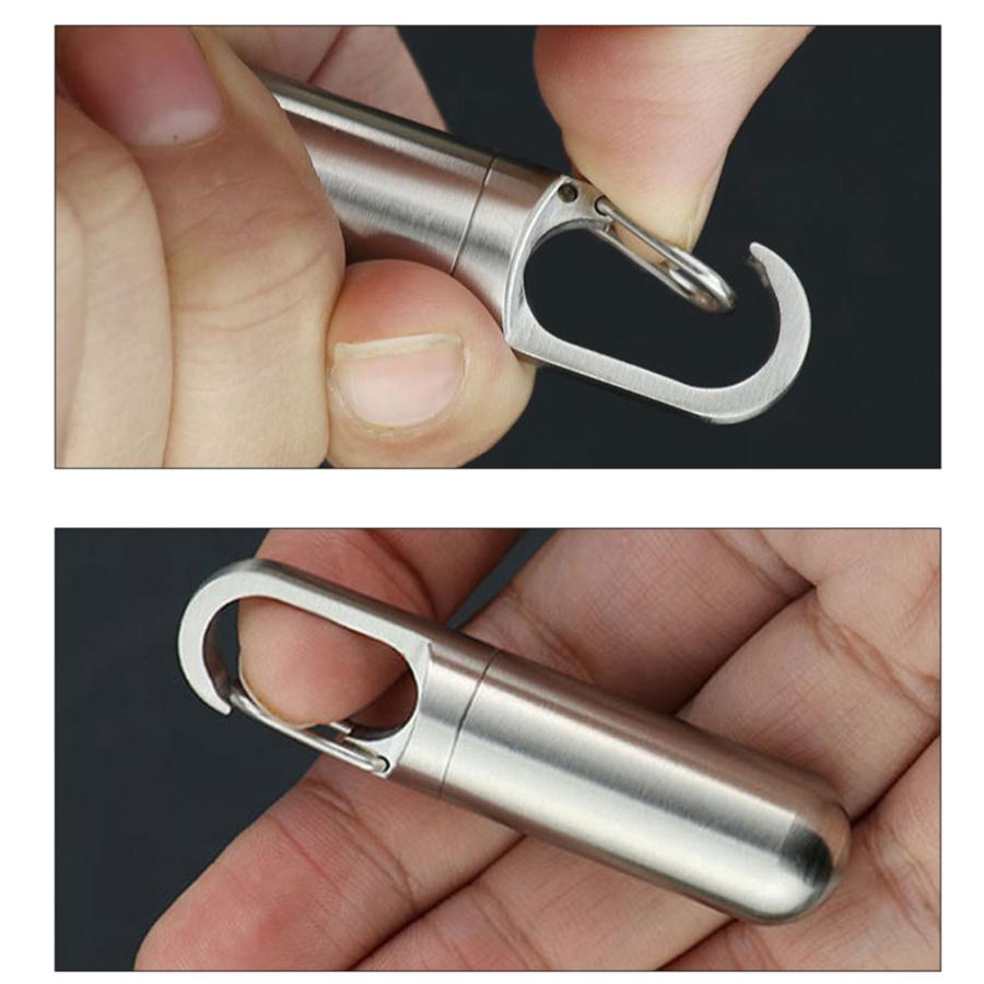 カラビナフック ピルケース ステンレス 常備用 金属 サプリ入れ 薬入れ