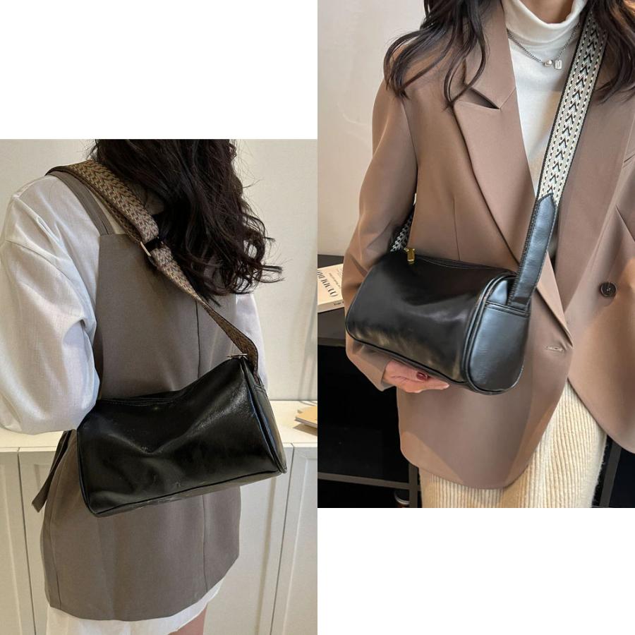 ソフトレザー ショルダーバッグ カジュアル ブラック ブラウン 黒 茶色