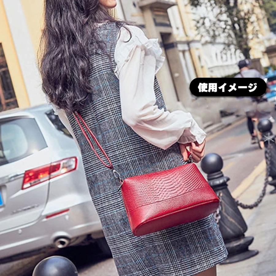 クロコダイル柄 レザー ショルダーバッグ ブラック レッド 多 クロコダイル柄 レザー ショルダーバッグ ブラック レッド 多
