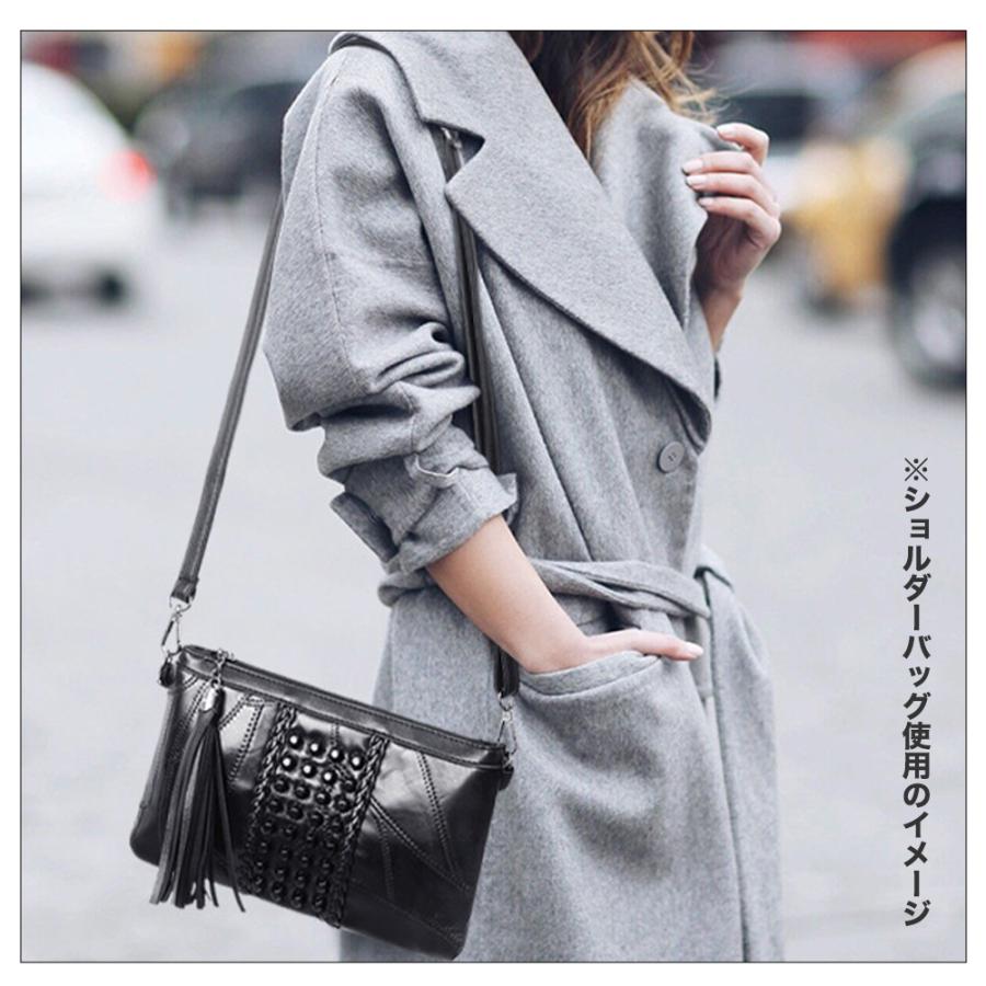 ブラックレザーショルダーバッグ タッセル付き 2way タッセル付き レザー コンパクトバッグ ブラック ショルダー