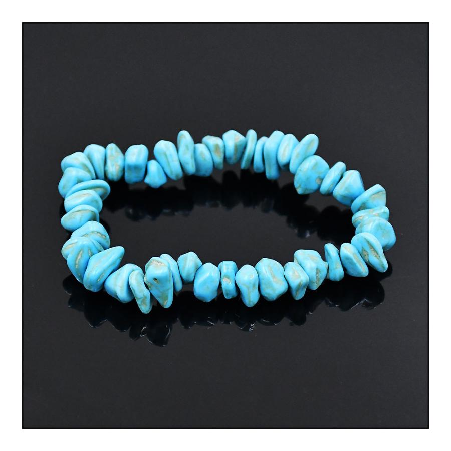 ターコイズ タンブル ブレスレット ブルー 小石 さざれ石 青