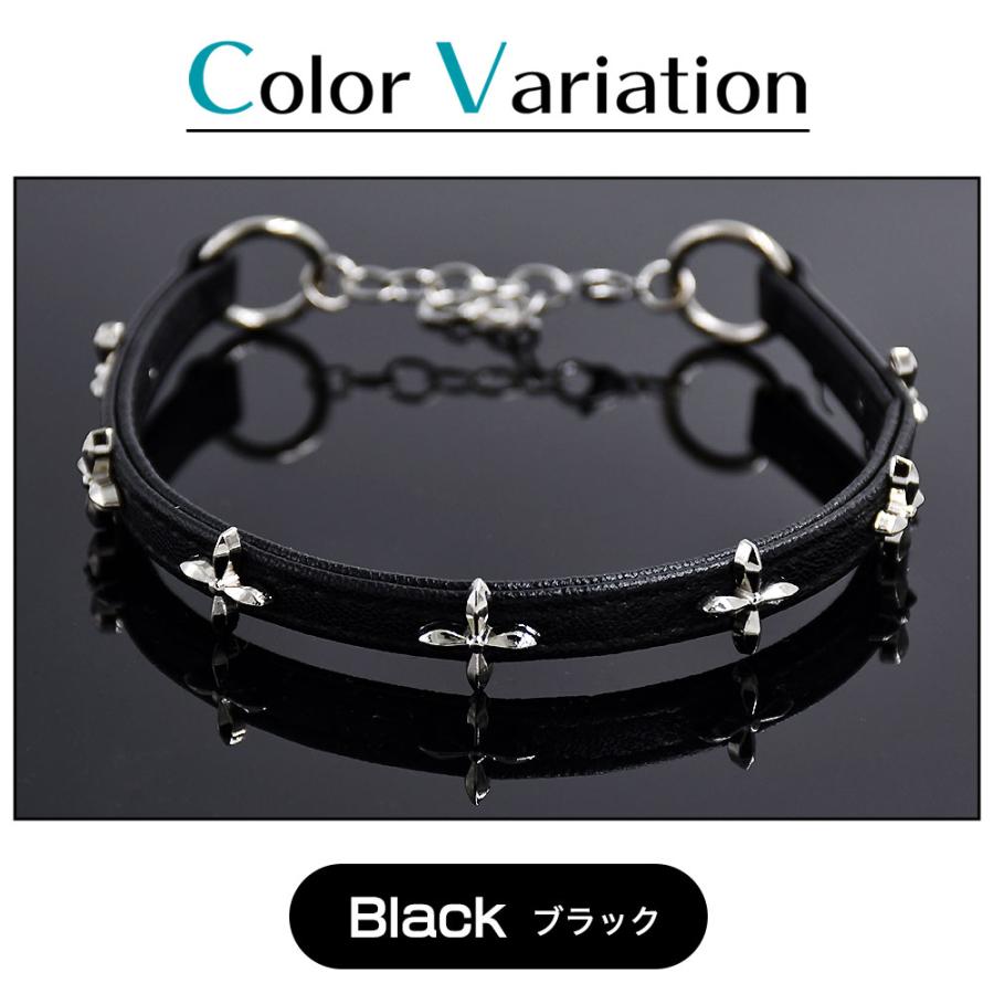 ボーナスストア対象 ブラック チョーカー 十字架 レザー ネックレス