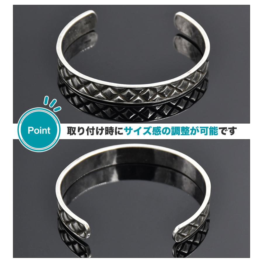 シルバー 925バングル ブレスレット エスニック アンティーク調 アクセサリー シルバー バングル C字型 カフブレスレット 銀 925 腕輪 金属