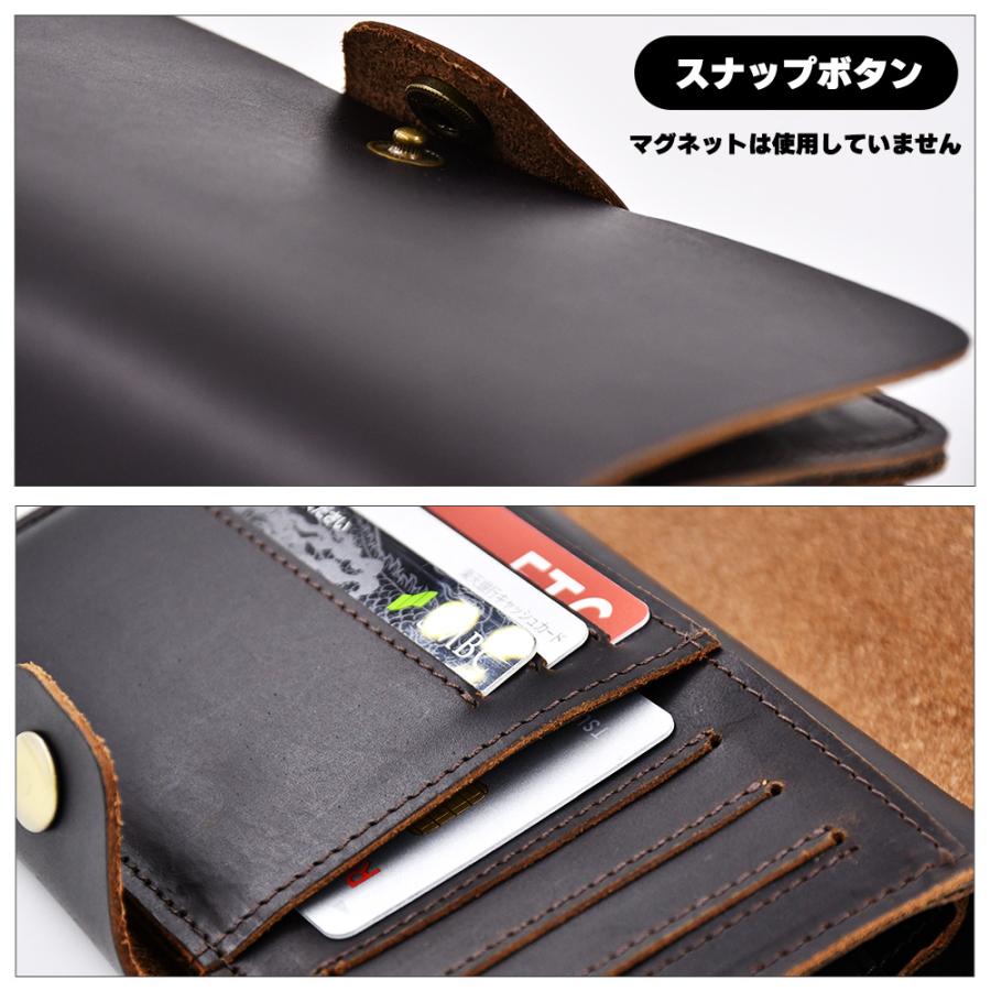 本革 長財布 シンプル レザー ロングウォレット ダークブラウン 経年