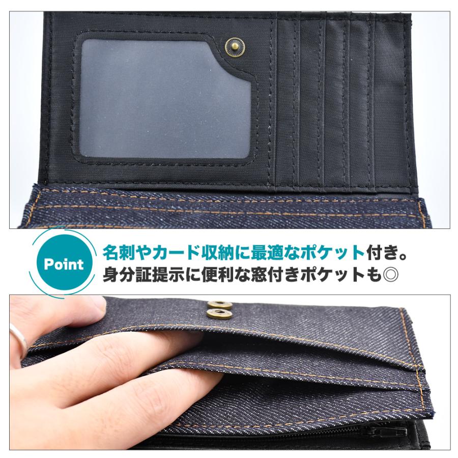 デニム 長財布 ウォレット 二つ折り ジーンズデザイン ネイビー
