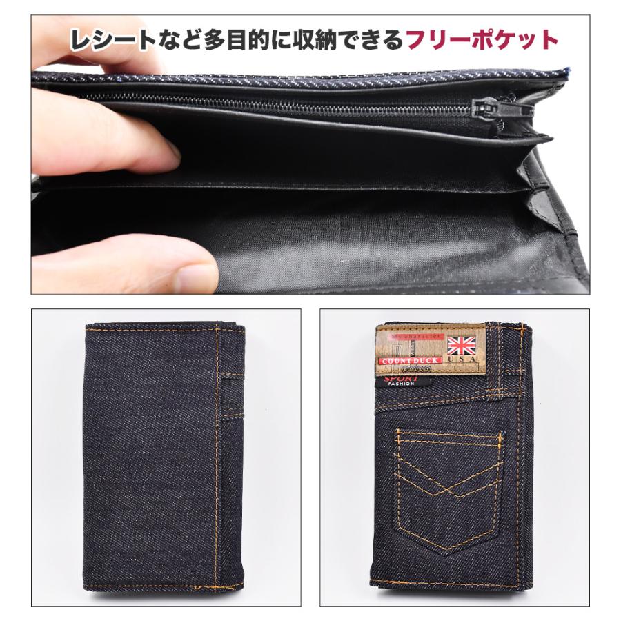 デニム 長財布 ウォレット 二つ折り ジーンズデザイン ネイビー
