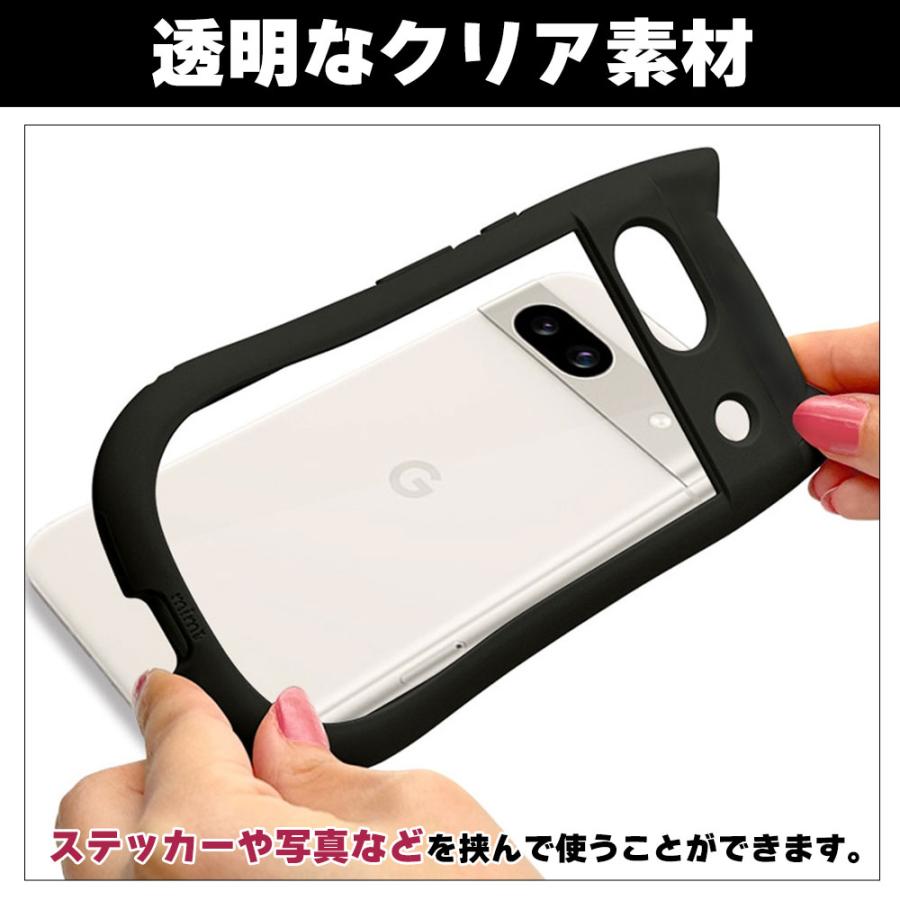 Google Pixel ケース 猫耳 9pro 9A 8A ブラック クリア ネコ型 レンズ