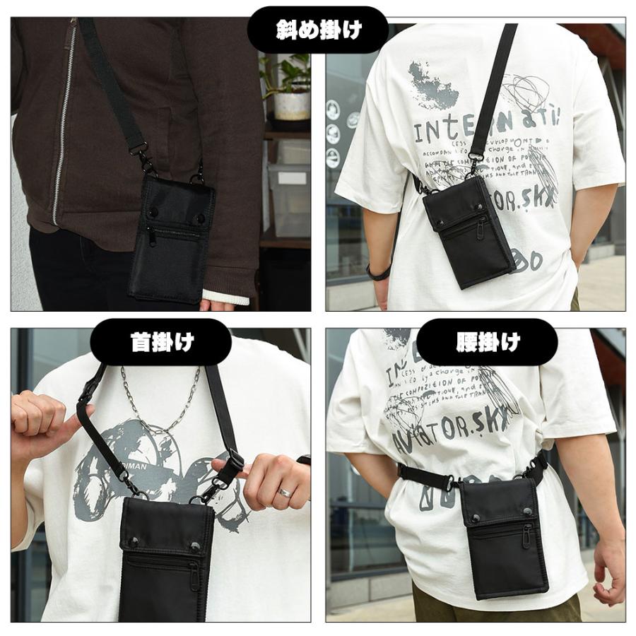 多収納 サコッシュ ミニバッグ 身軽 ブラック スマホポーチ 観音開き