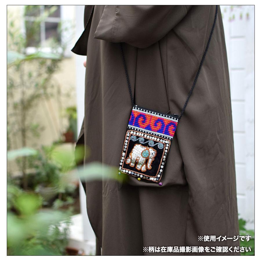 ボーナスストア対象 スパンコール 象柄 ミニポーチ エスニック 