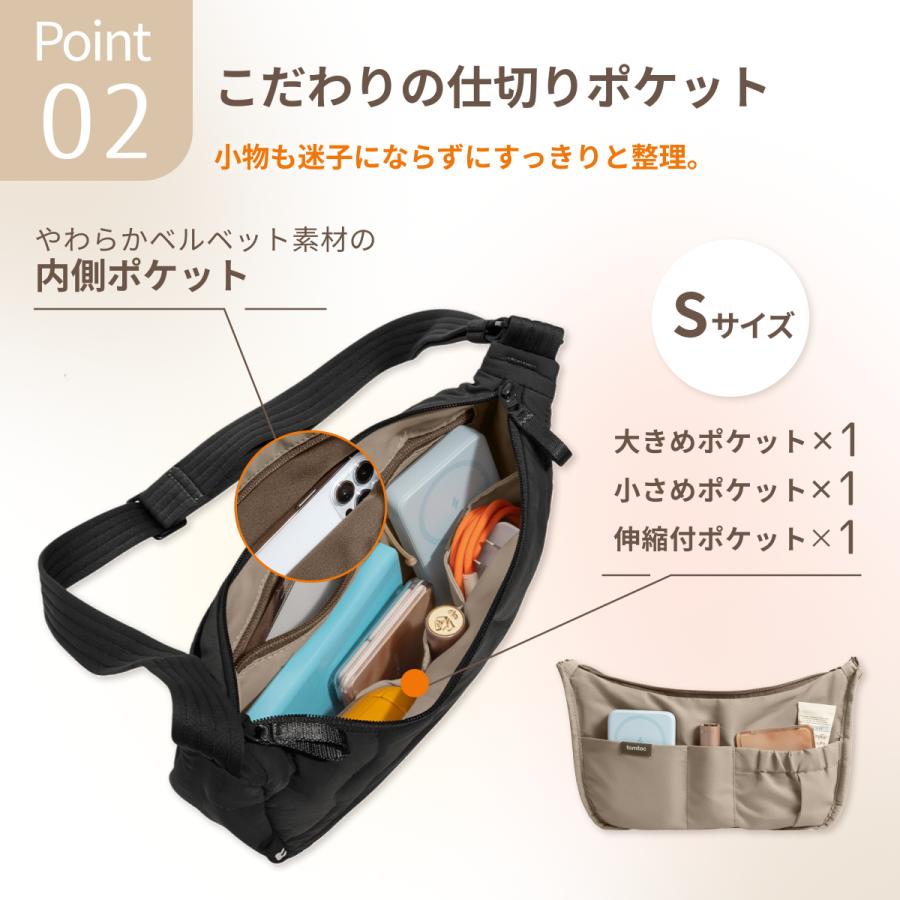 tomtoc 【Sサイズ：3.5L】tomtoc ショルダーバッグ 軽量 ラウンド