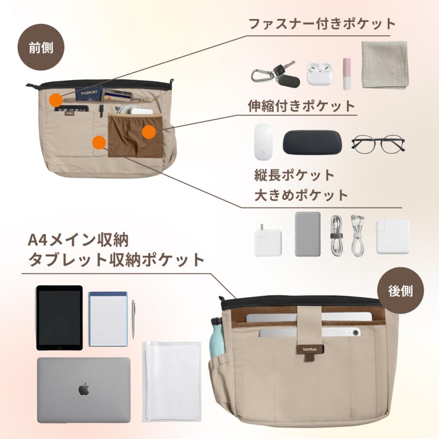 【Mサイズ：13.5L】Terra-T38 ノートパソコン トートバッグ tomtoc ふわふわ レディース ショルダーバッグ A4対応 キルティング 肩掛け 撥水 iPad MacBook Proの画像