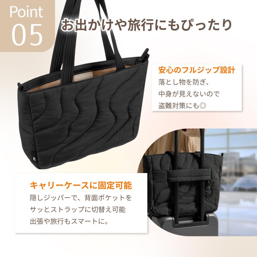 【Sサイズ：10L】Terra-T38 ノートパソコン トートバッグ tomtoc ふわふわ レディース ショルダーバッグ A4対応 キルティング 肩掛け 撥水 iPad MacBook Proの画像