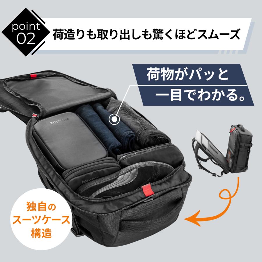 tomtoc tomtoc T66 トラベルバックパック 40L 旅行 リュック 大容量