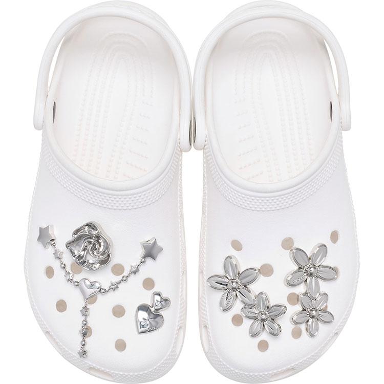 crocs（クロックス） ジビッツ Silver Meta Floral 5 Pack 10018615