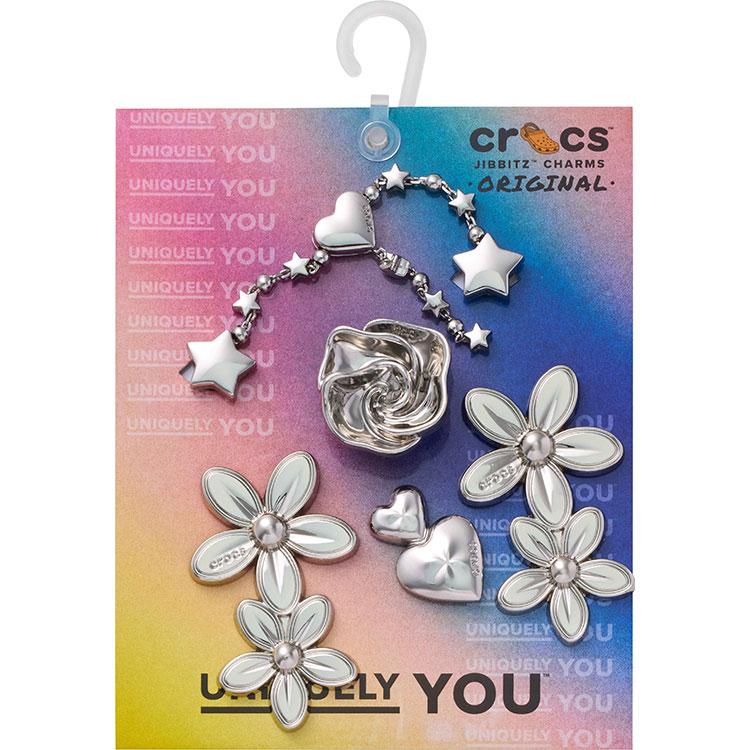 crocs（クロックス） ジビッツ Silver Meta Floral 5 Pack 10018615