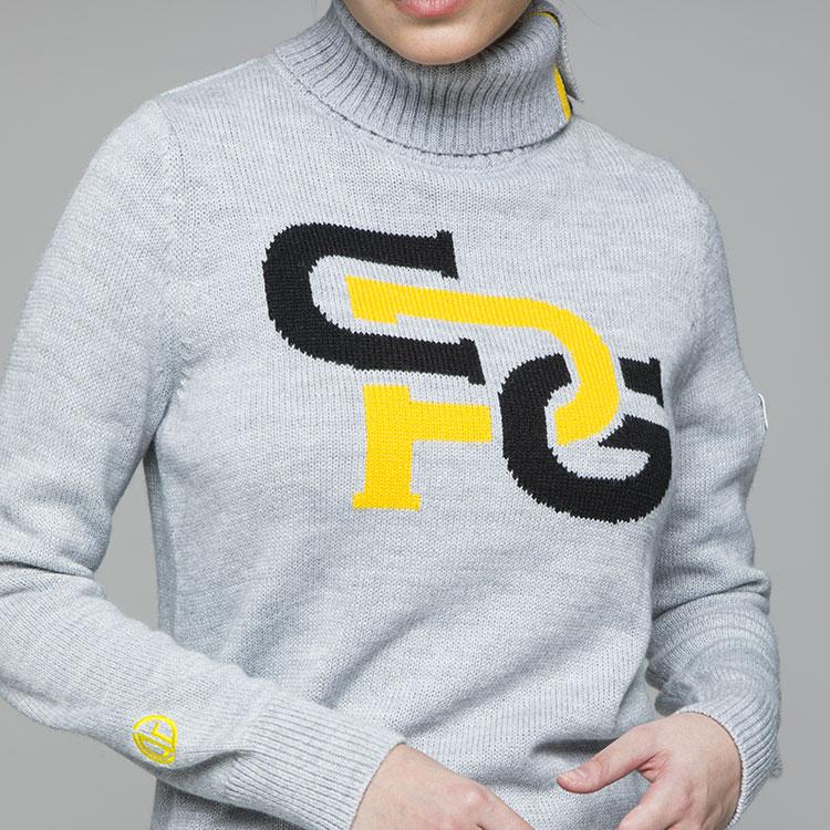 CPG GOLF クルーネックロゴ柄ニット CPG GOLF チェーンロゴ ニットプルオーバー レディース ゴルフウェア