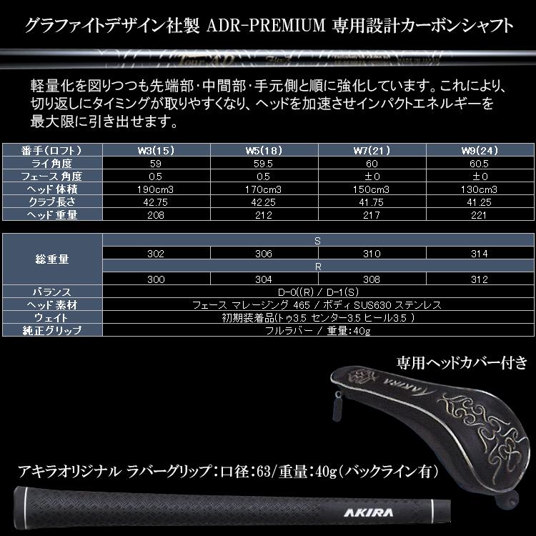 アキラプロダクツ ADR プレミアム フェアウェイウッド AKIRA 15 ADR PREMIUM 2024復刻モデル 日本正規品