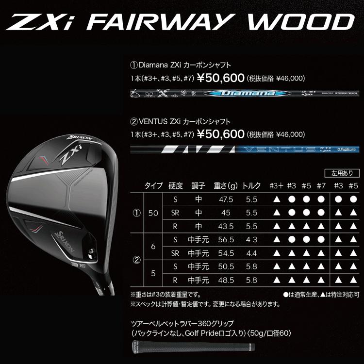 ダンロップ スリクソン ZXi フェアウェイウッド レフティ Diamana Zxi 50 カーボン 2024モデル
