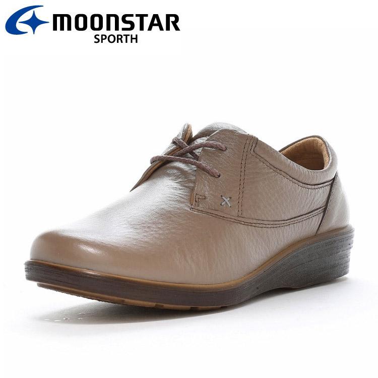 Moonstar（ムーンスター） スニーカー SPORTH （スポルス） SP5610 【オーク】 42301363 国産 コンフォートシューズ ヒール高3cm 軽量 衝撃吸収性 負担かかりにくい ソフトレザー 撥水加工 幅広 レディース 女性用 茶 25 {SK} MoonStar（ムーンスター） SP5610 オーク 42301363 スポルス
