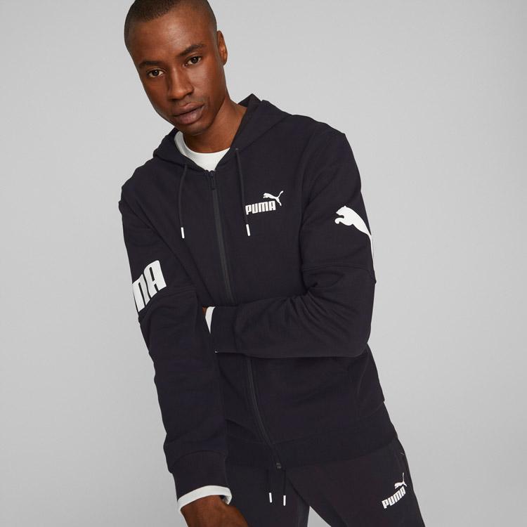 Puma フード付きブラックジャケット PUMA（プーマ） ウインドブレーカー メンズ ジャケット リバーシブル