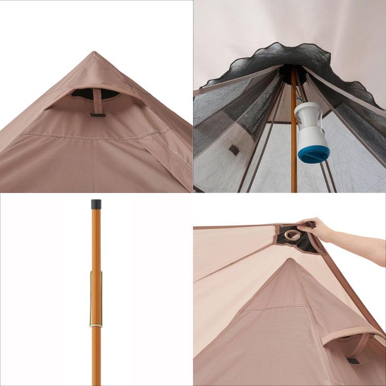 ロゴスTradcanvas Tepee&タープ350-BJ マット&シート付き 簡単設営の