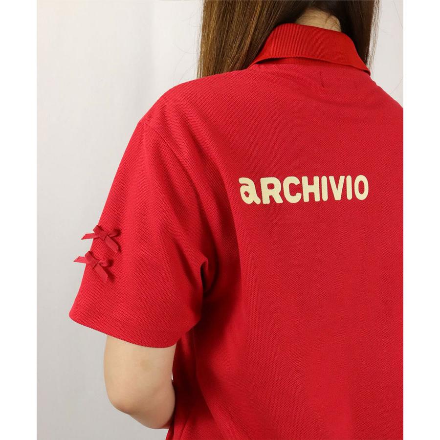 archivio（アルチビオ） 秋冬 ゴルフ UV速乾袖リボン半袖ポロシャツ