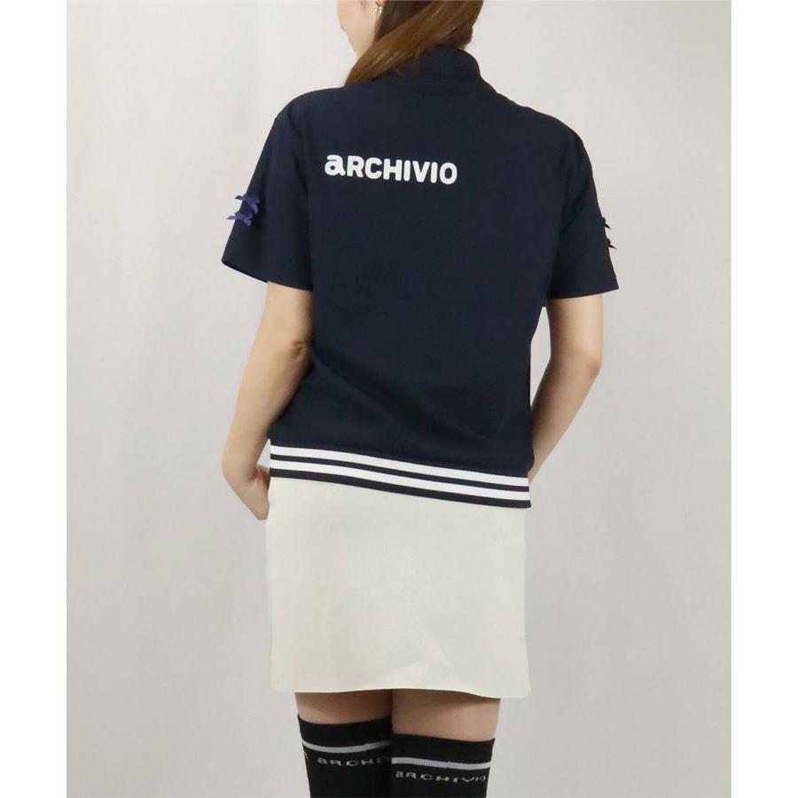 archivio（アルチビオ） 秋冬 ゴルフ UV速乾袖リボン半袖ポロシャツ