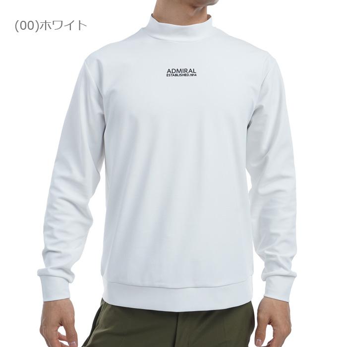 【新品】アドミラルゴルフ メンズ 長袖モックネックシャツ М白 Admiral Golf（アドミラルゴルフ） ミニワッフル ロングスリーブ
