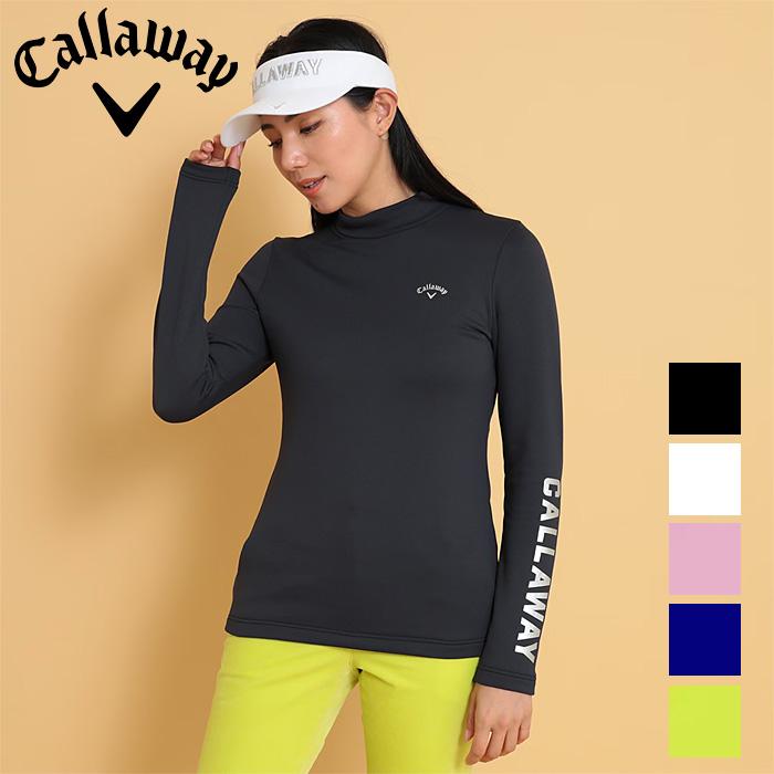 キャロウェイC24233204長袖モックネック　ピンク 　Ｌサイズ Callaway キャロウェイ メタリックロゴ長袖モックネックシャツ