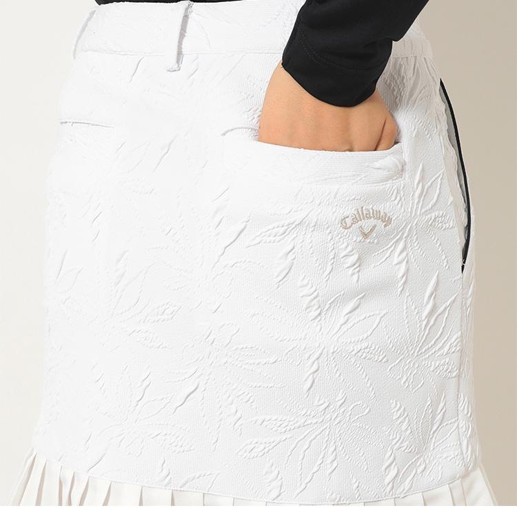 ３点セット【新品】キャロウェイ ホワイト 保温 フリース スカート シャツ 防寒 裏フリース ボンディングスカート(WH) 上品 暖か 着ぶくれない