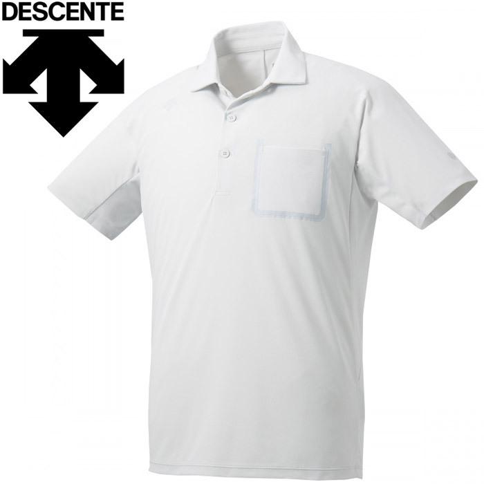 【新品】DESCENTE ホワイトポロシャツ ジッパー付き DESCENTE（デサント） サンスクリーン ポロシャツ メンズ DMMRJA70Z-WH