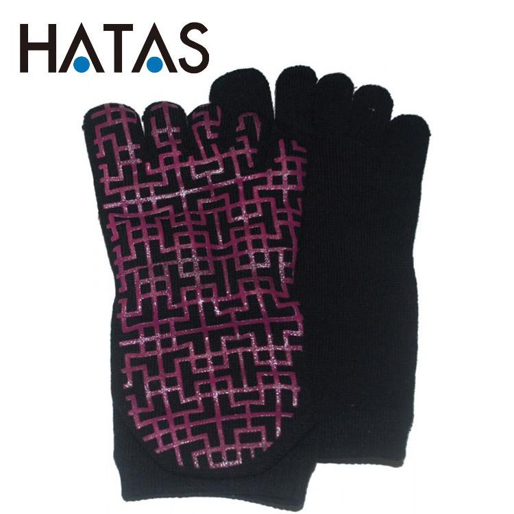 ハタ HATAS ヨガソックス(指先あり) 黒×ホットピンク M‐L YKS301M｜ezone