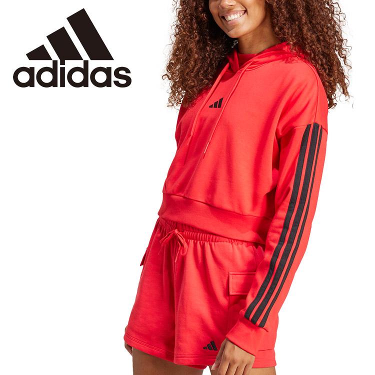 adidas（アディダス） エッセンシャルズ スリーストライプス フレンチテリー クロップパーカー KVC41-IS6997 レディース ...