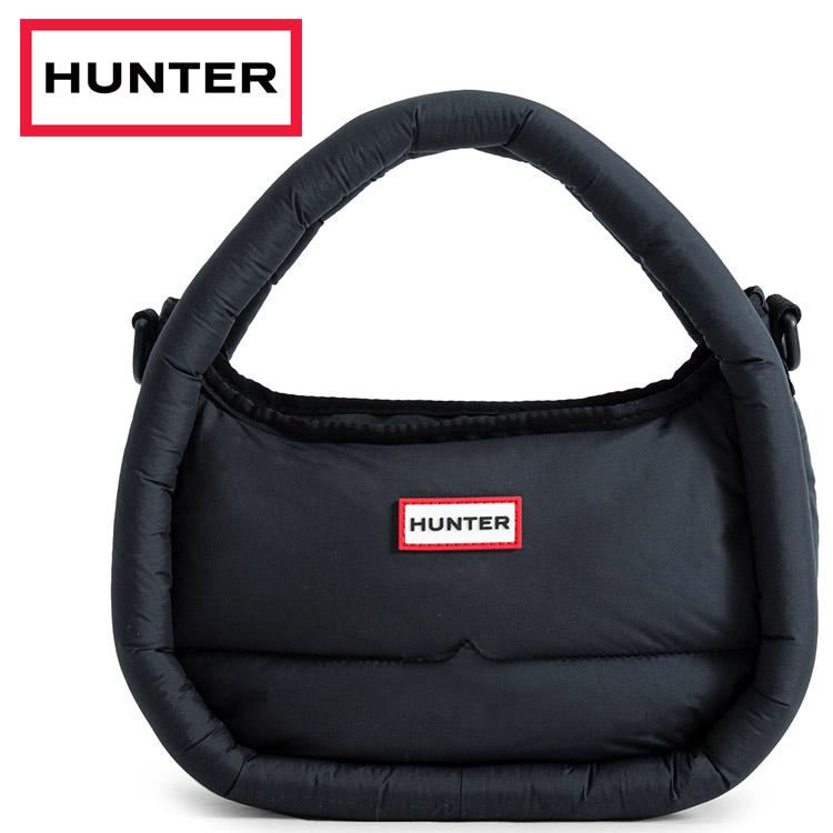 HUNTER（ハンター） フレイムド パファー ミディ ホーボー - ブラック