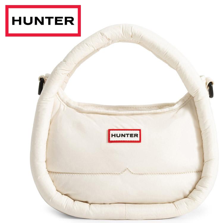 HUNTER（ハンター） フレイムド パファー ミディ ホーボー - ホワイト 