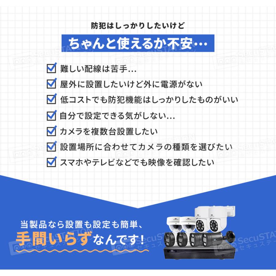 SecuSTATION 防犯カメラ 屋外 セット 監視カメラ 家庭用 PoE 赤外線
