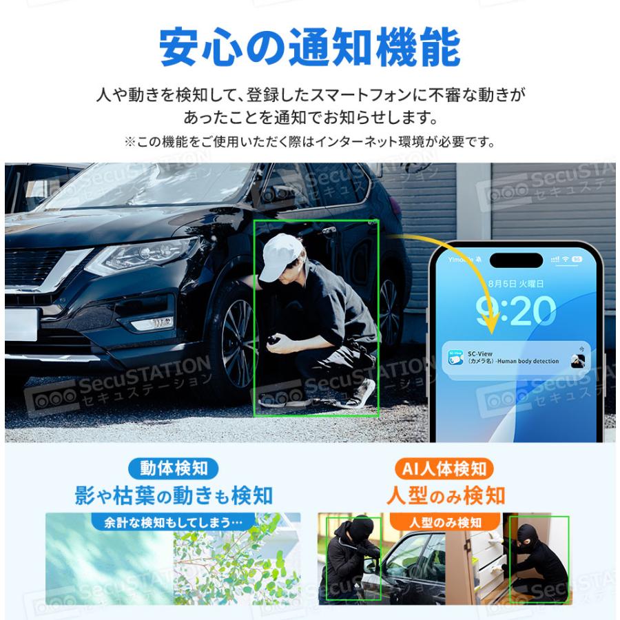 SecuSTATION 防犯カメラ 屋外 セット 家庭用 PoE カメラ4台 モニター