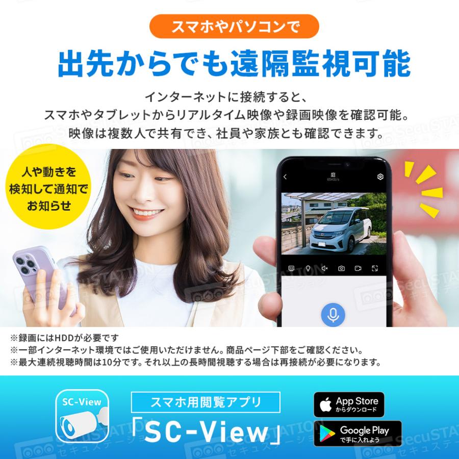 10インチモニター&ワイヤレス防犯カメラセット6台　IP67 防水防塵　屋内屋外 SecuSTATION 防犯カメラ 屋外 セット 家庭用 ワイヤレス wif モニター