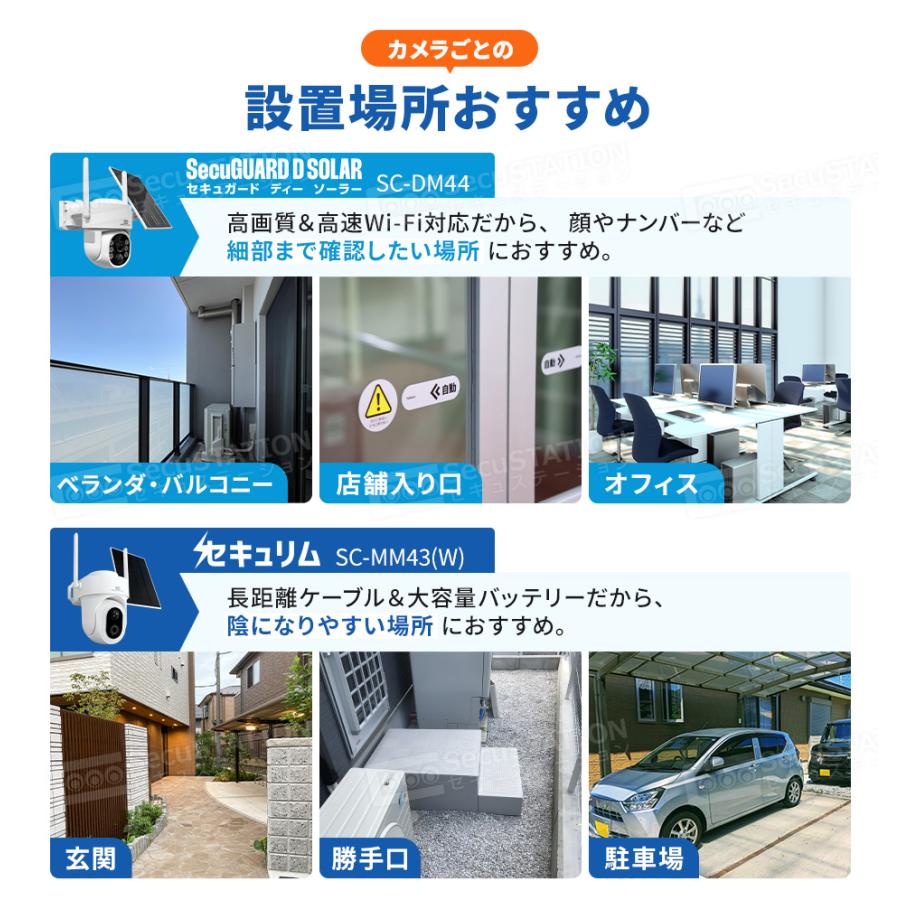 SecuSTATION 防犯カメラ 屋外 家庭用 ソーラー 防犯灯 パンチルト