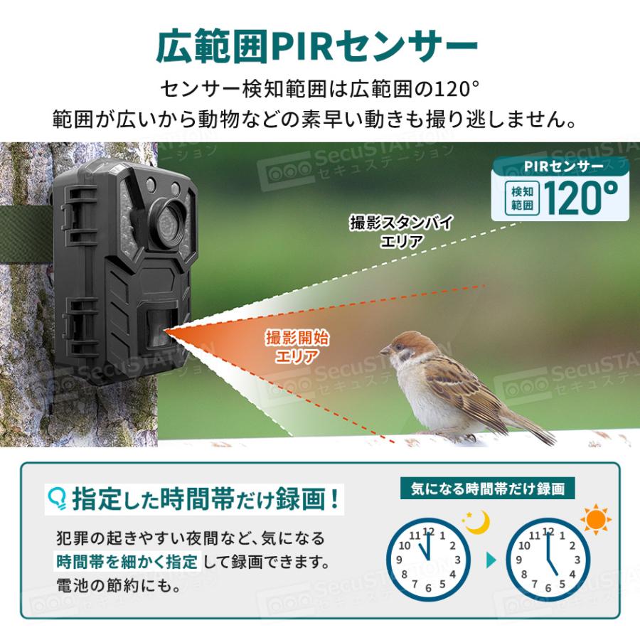 SecuSTATION 防犯カメラ 屋外 トレイルカメラ 監視カメラ 人感センサー