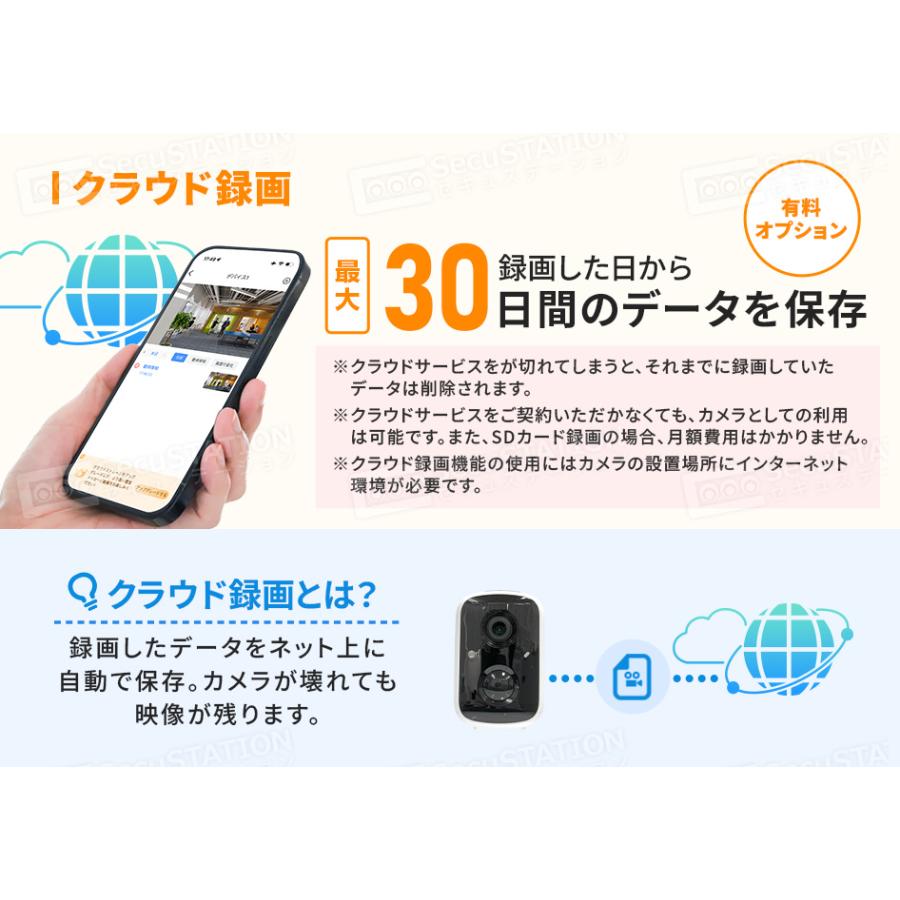 SecuSTATION 防犯カメラ 監視カメラ 屋外 家庭用 ワイヤレス wifi