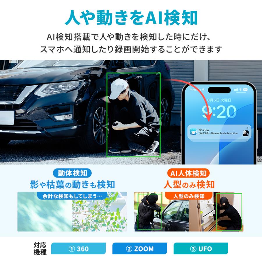 SecuSTATION 防犯カメラ 屋外 家庭用 防犯灯 パンチルト 夜間撮影