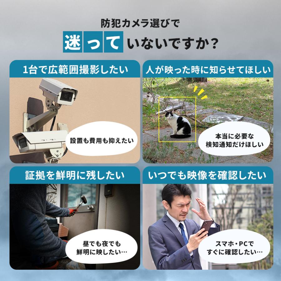 SecuSTATION 防犯カメラ 屋外 家庭用 防犯灯 パンチルト 夜間撮影