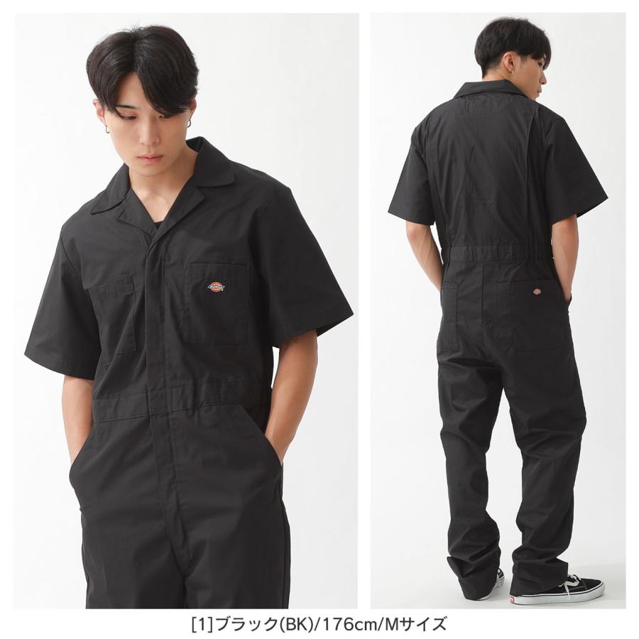 レア90s00s old dickies ブラック半袖オールインワン ツナギ Dickies ディッキーズ つなぎ 半袖 33999 ポケット付き [COP