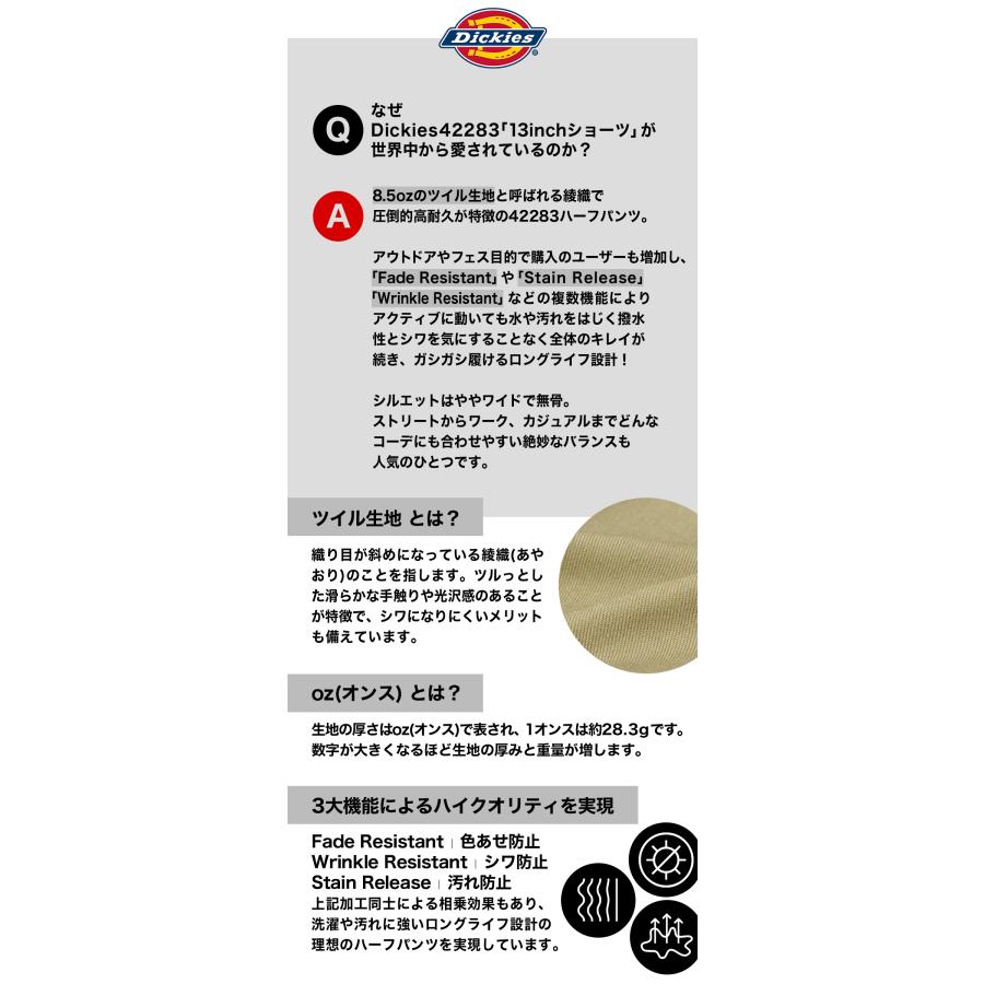 Dickies ディッキーズ ハーフパンツ 42283 大きいサイズ ライブ フェス ルーズフィット メンズ ゆったり 無地 ブランド アメカジ USAモデル 爆買 | Dickies | 17