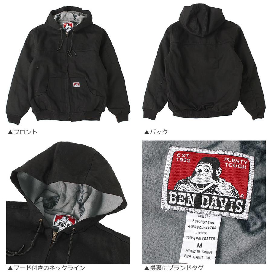 ベンデイビス ジャケット メンズ フード付き フリースライナー ワークジャケット S-XL 344 BEN DAVIS LL 2L 裏フリース 【COP】｜f-box｜05