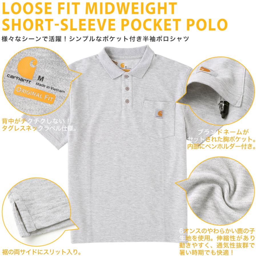 Carhartt ボーダーポロシャツ XL ワンポイントロゴ Carhartt（カーハート） ポロシャツ ポケット付き ワンポイント